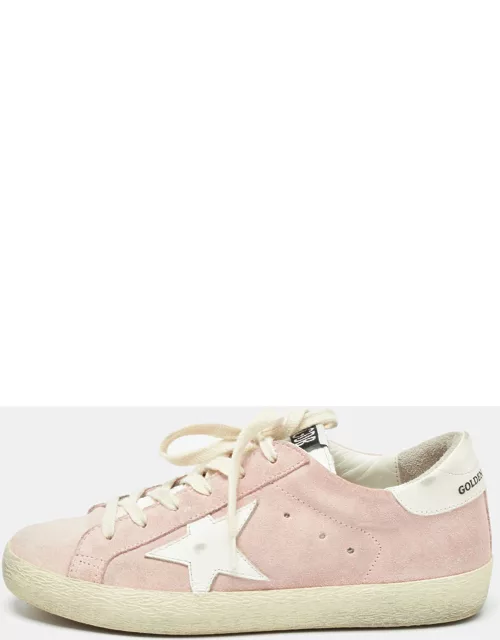 Golden Goose Pink/White Suede and Leather Superstar Sneaker