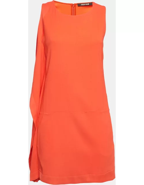 Roberto Cavalli Orange Crepe Ruffled Short Dress