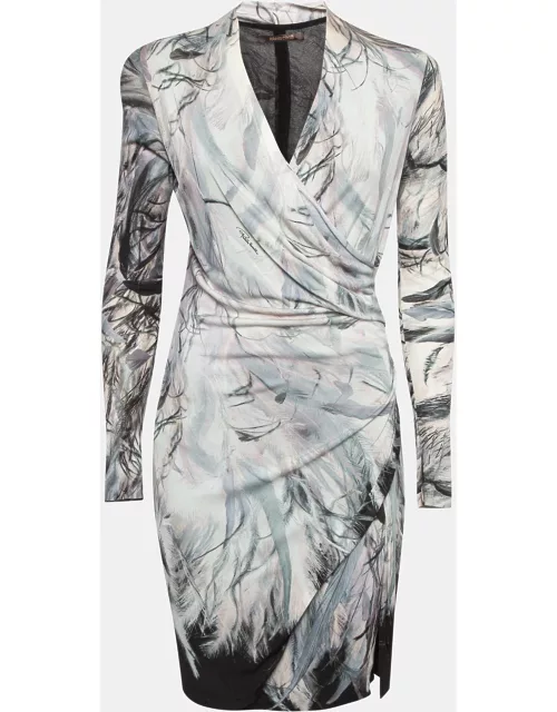 Roberto Cavalli Multicolor Print Jersey Wrap Detail Dress
