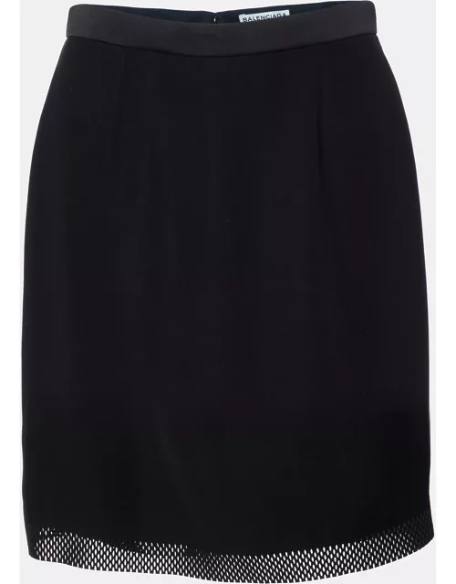 Balenciaga Black Jersey Laser Cut Detail Mini Skirt