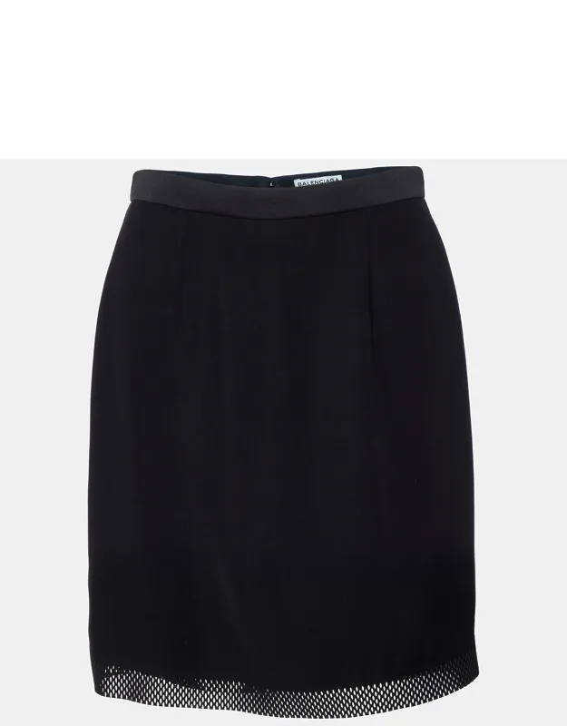 Balenciaga Black Jersey Laser Cut Detail Mini Skirt