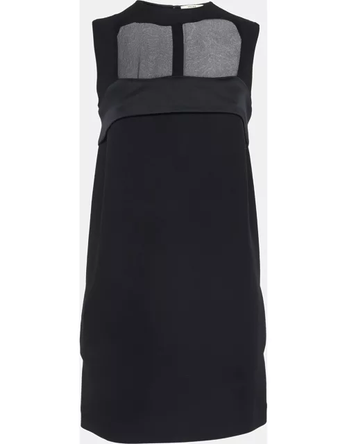 Celine Black Silk and Crepe Sleeveless Mini Dress