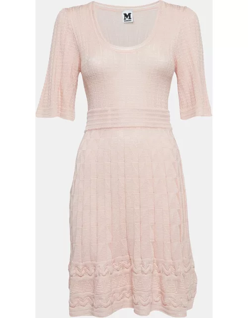M Missoni Pink Patterned Knit Short Dress