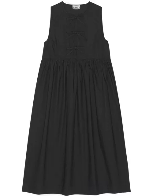 GANNI Cotton Poplin Midi Dress - Black