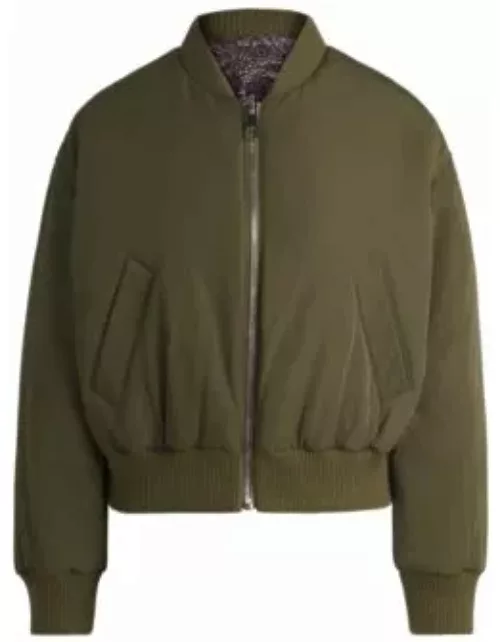Reversible bomber jacket with water-repellent finish- Dark Green Women's Casual Jacket