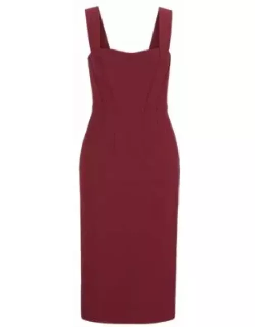 Extra-slim-fit dress in performance-stretch fabric- Dark Red Women's Business Dresse