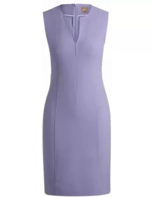 Sleeveless dress with notch neckline- Purple Women's Business Dresse