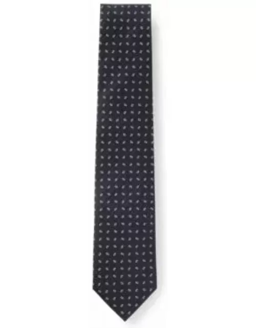 Silk-blend tie with jacquard pattern- Dark Blue Men's Tie
