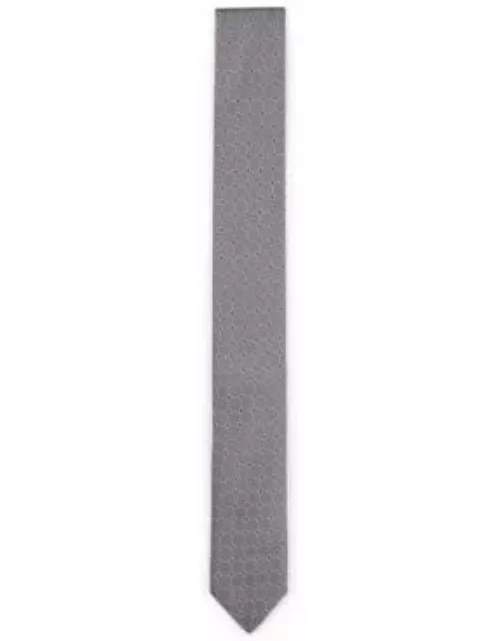 Silk-blend tie with jacquard-woven pattern- Silver Men's Tie