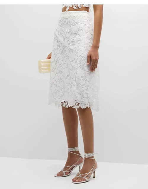 Carreen Straight Floral Lace Midi Skirt