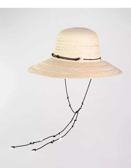 Lampshade Texturized Straw Bucket Hat With Shell