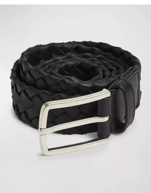 Men's Intreccio-Buckle Napa Leather Belt