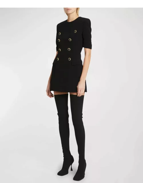 Tailored Mini Dress with Button Detail