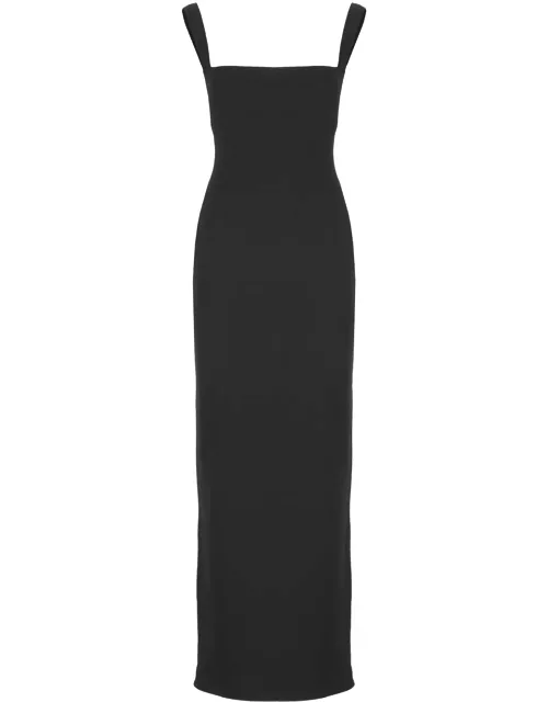 Solace London joni Black Maxi Dress With Square Neck And Open Back Woman