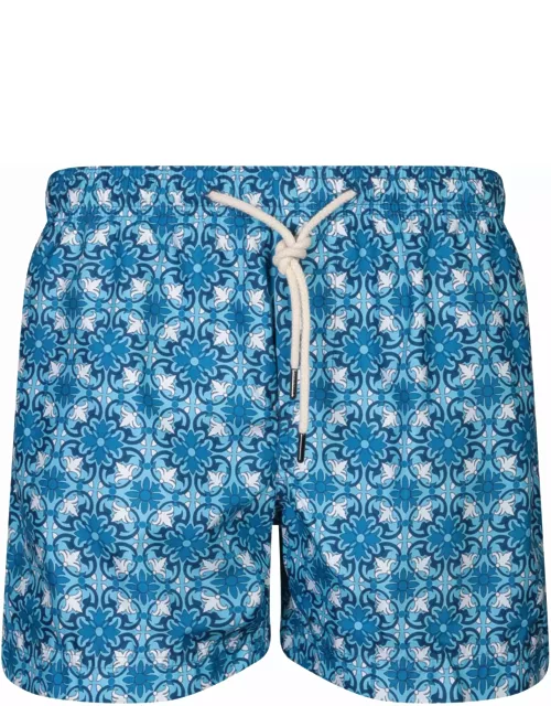 Peninsula Swimwear Patterned Blue Boxer Swim Shorts By Peninsula
