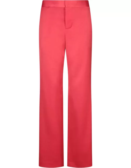 Red Satin Wide Leg Trousers Alice + Olivia
