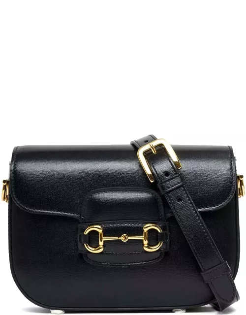 Gucci Womans Horsebit 1955 Black Leather Crossbody Bag