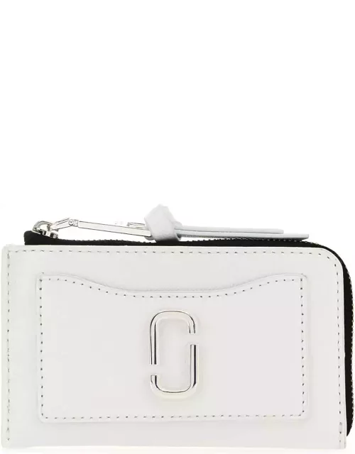 Marc Jacobs White Leather The Utility Top Zip Multi Wallet