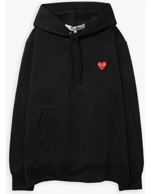 Comme des Garçons Play Mens Sweatshirt Knit Black hoodie with heart patch at chest