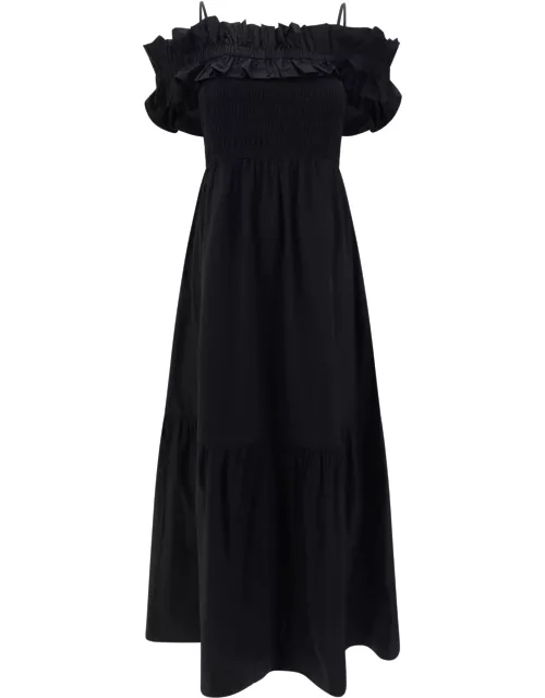 Ganni Dress In Black Cotton