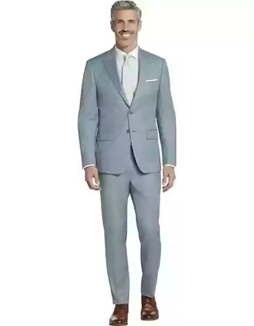 Calvin Klein Big & Tall Slim Fit Peak Lapel Men's Suit Green
