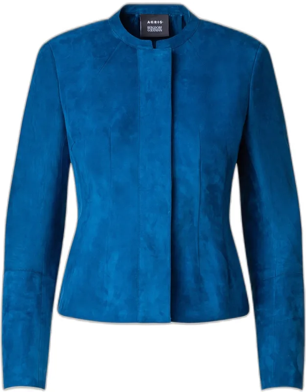 Aniella Suede Fitted Jacket, Blue