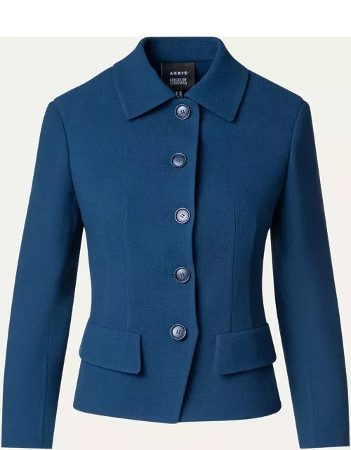 Lea Fitted Wool Short Jacket, Blue