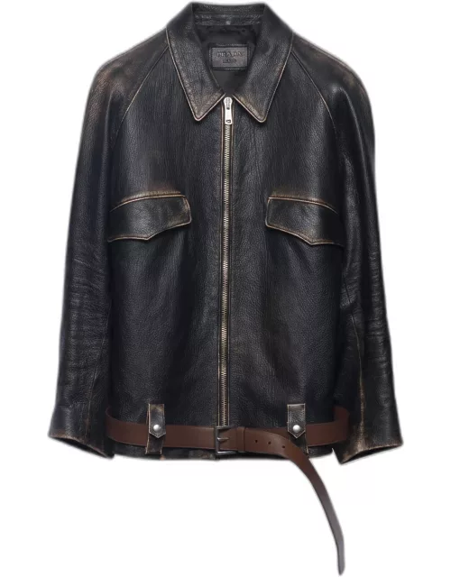 Leather Belted Jacket