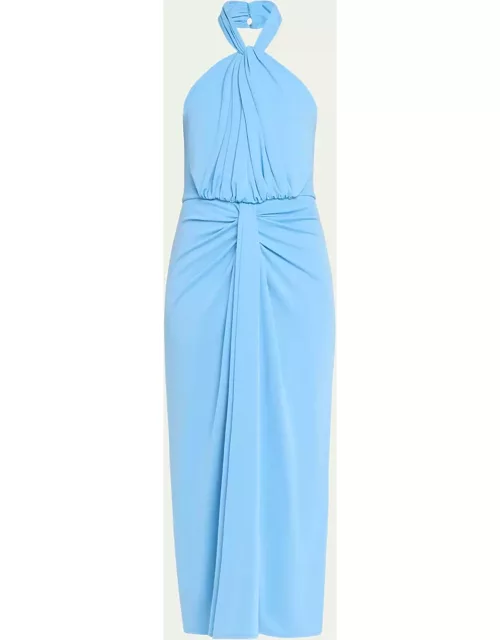 Kaily Twisted Jersey Halter Maxi Dres