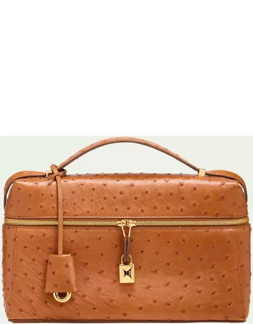 Zip Ostrich Leather Top-Handle Bag