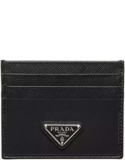 Men's Re-Nylon and Saffiano Leather Card Holder