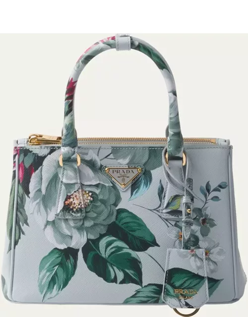 Galleria Flower-Print Leather Top-Handle Bag