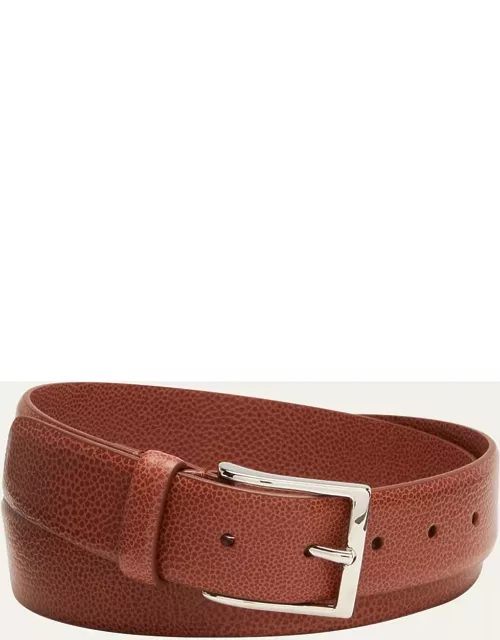 Men's Galuchat Grained Leather Belt, 35m