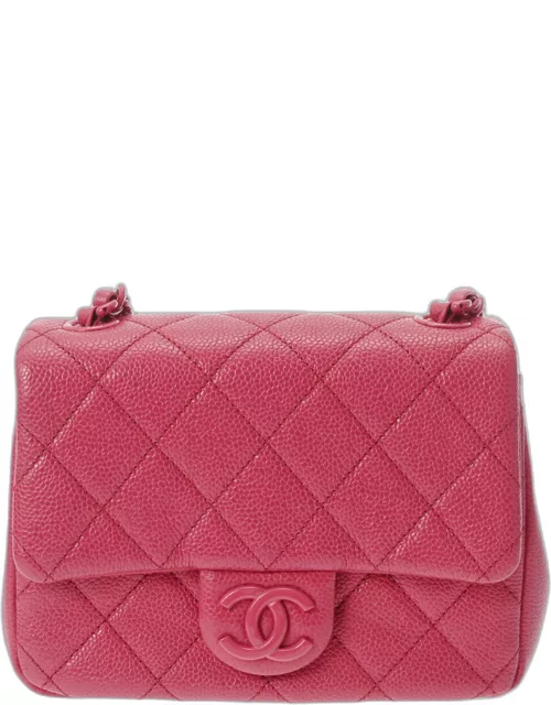 Chanel Pink Leather Classic Square Mini Flap Shoulder Bag
