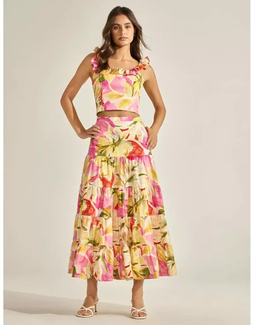 Forever New Women's Tilly Tiered Midi Skirt in Capella Co-ord