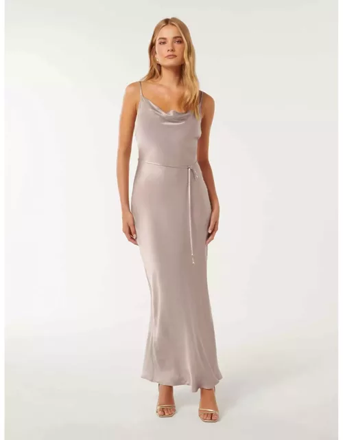 Forever New Women's Lucy Satin Cowl Maxi Dress in Beige Pear