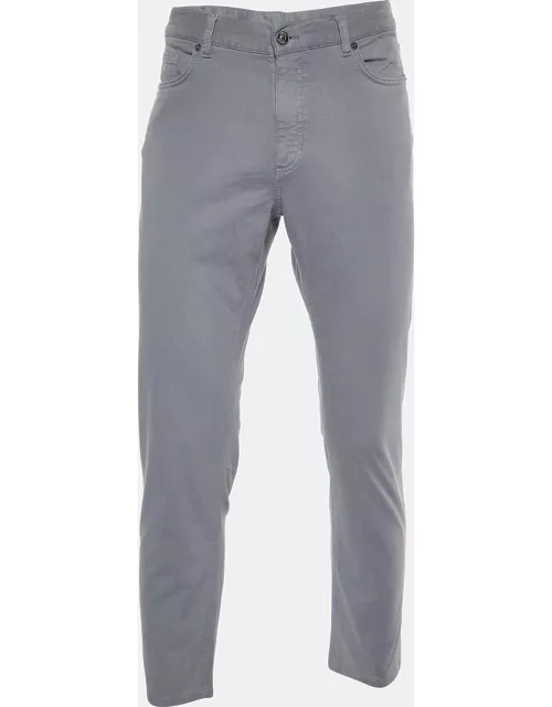 Zegna Grey Cotton Regular Fit City Trousers M/Waist 34"