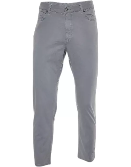 Zegna Grey Cotton Regular Fit City Trousers M/Waist 34"