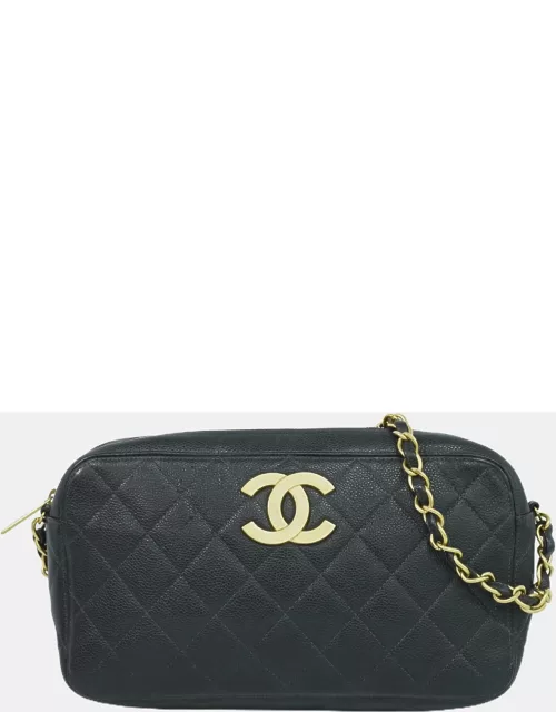 Chanel Black Leather cc Camera shoulder bag