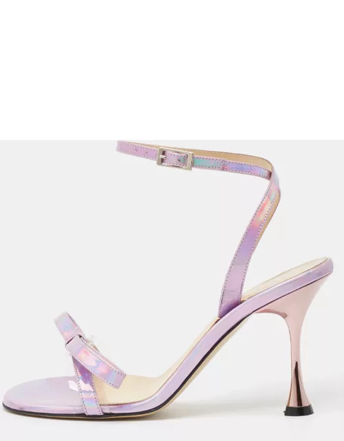 Mach & Mach Iridescent PVC French Bow Ankle Strap Sandal