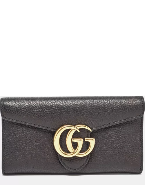 Gucci Black Leather GG Marmont Continental Wallet