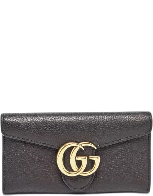 Gucci Black Leather GG Marmont Continental Wallet