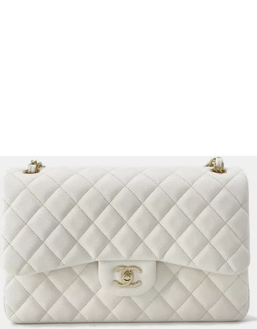 Chanel White Leather Medium Classic Double Flap Bag
