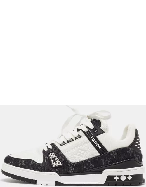Louis Vuitton Black/White Leather and Denim Trainer Sneaker