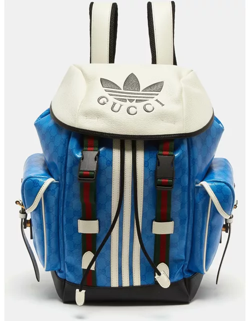 Gucci x Adidas Blue/White GG Crystal Canvas and Leather Backpack