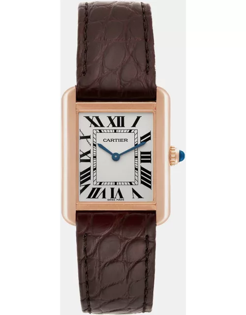 Cartier Tank Solo Silver Dial Rose Gold Steel Ladies Watch 24.4 m