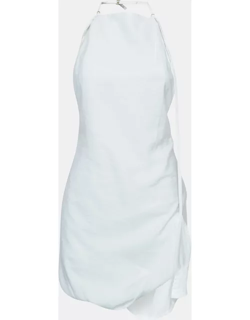 Jacquemus White Lannee 97 Poplin Asymmetric Mini Dress