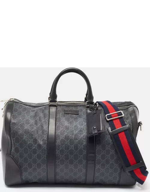 Gucci Black GG Supreme Canvas and Leather Medium Carry-On Duffle Bag