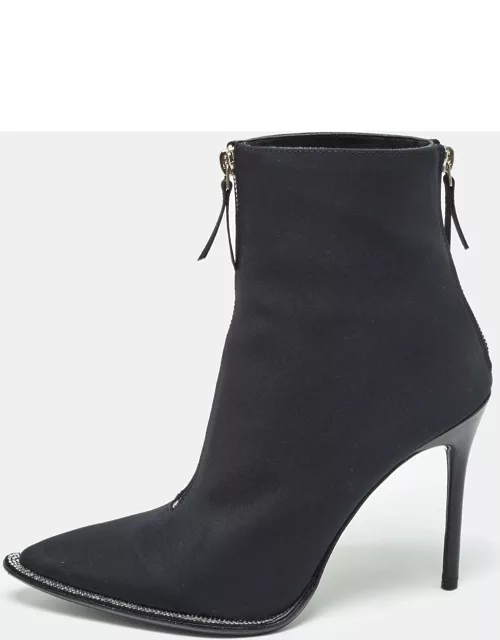 Alexander Wang Black Canvas Pointed Toe Ankle Boot