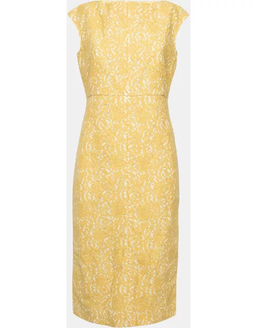 Nº21 Yellow Lace Sleeveless Midi Dress